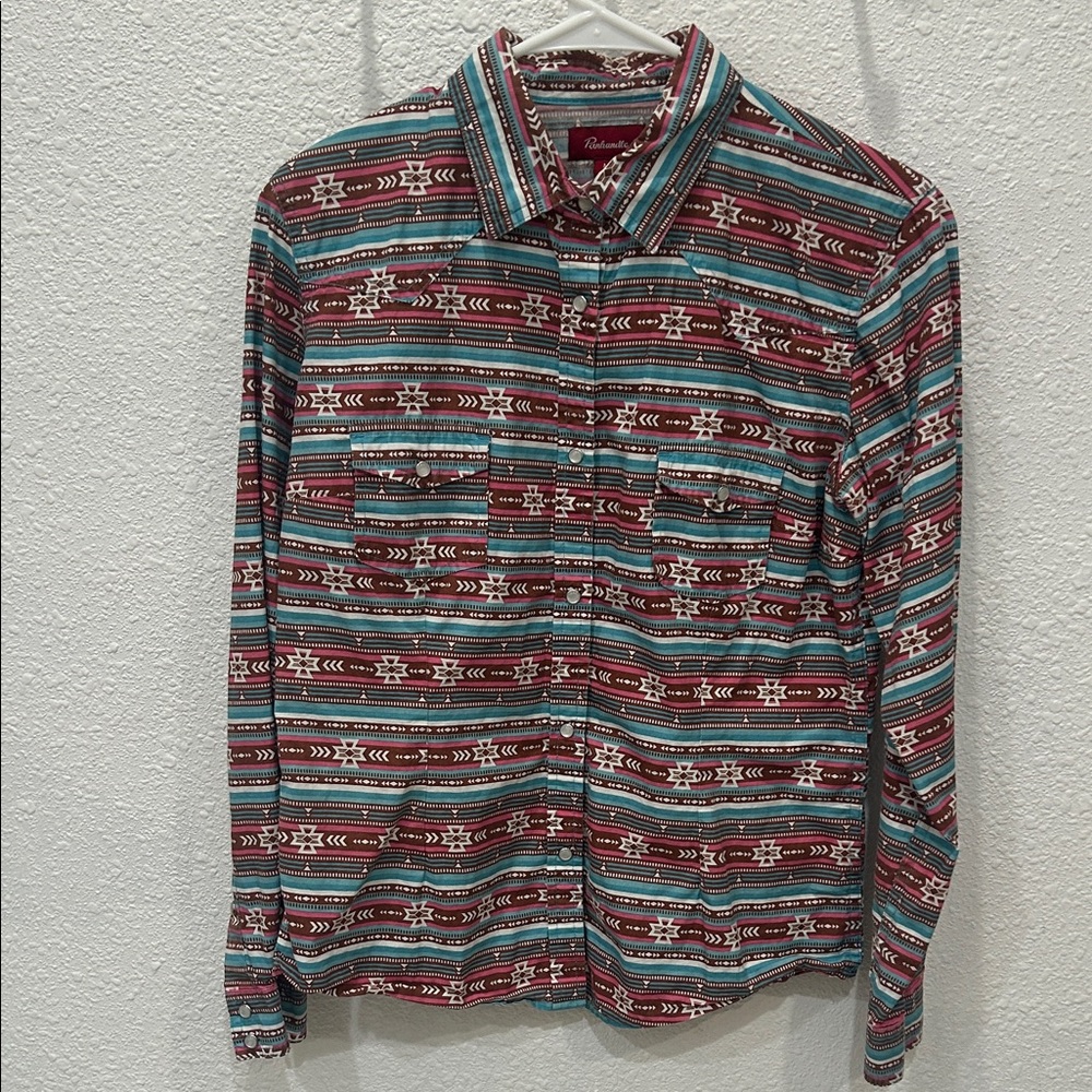 Panhandle Red, Pink and Teal Western Shirt